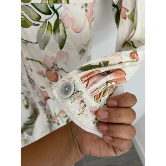 CAROLINE CONSTAS Floral Print Linen Dress Size Small NWT - Picture 7 of 11